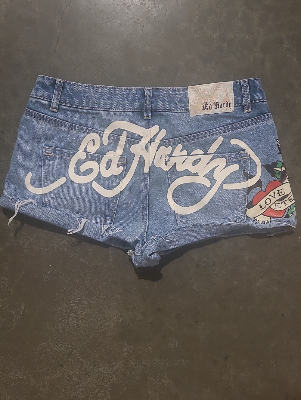 VINTAGE ED HARDY JEAN SHORTS